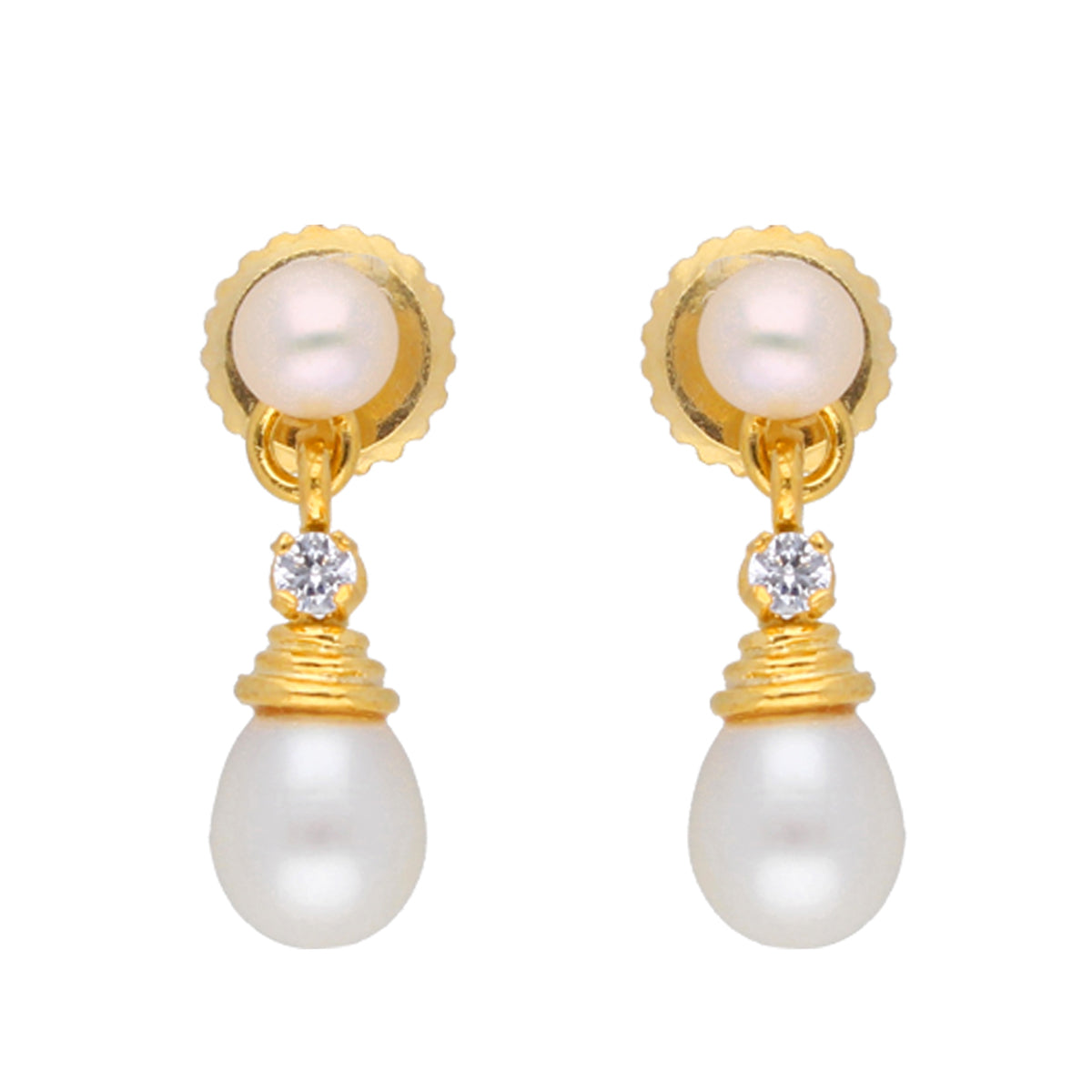 J Pearls Button Drop Pearl Set - Real Pearl Jewelry - Distacart