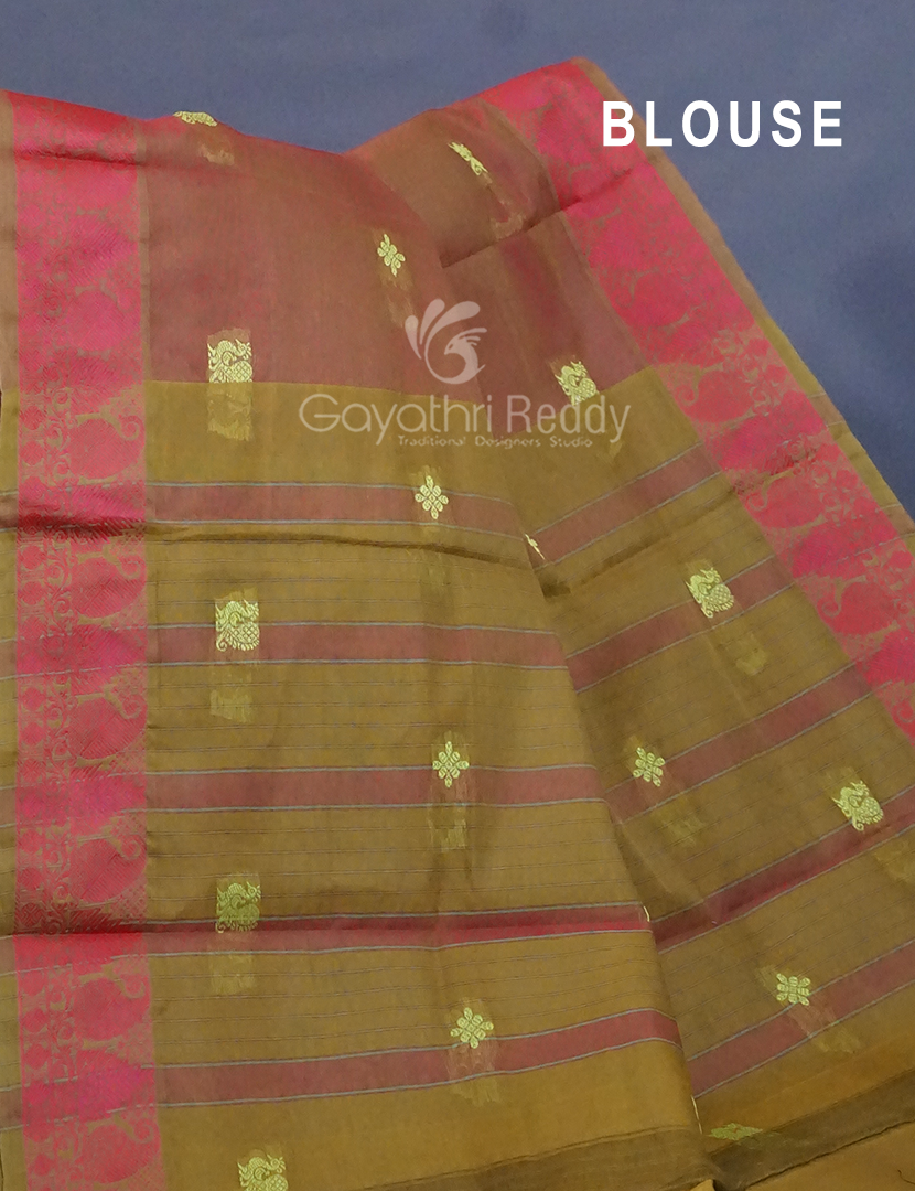 Kalanetha Shades of Red Rust Pure Kanchi Cotton Saree With Kanchi Traditional Border By Gayathri Reddy Designer Studio - Distacart