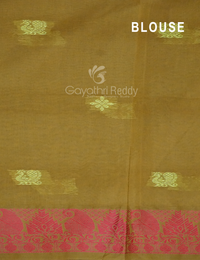 Thumbnail for Kalanetha Shades of Red Rust Pure Kanchi Cotton Saree With Kanchi Traditional Border By Gayathri Reddy Designer Studio - Distacart