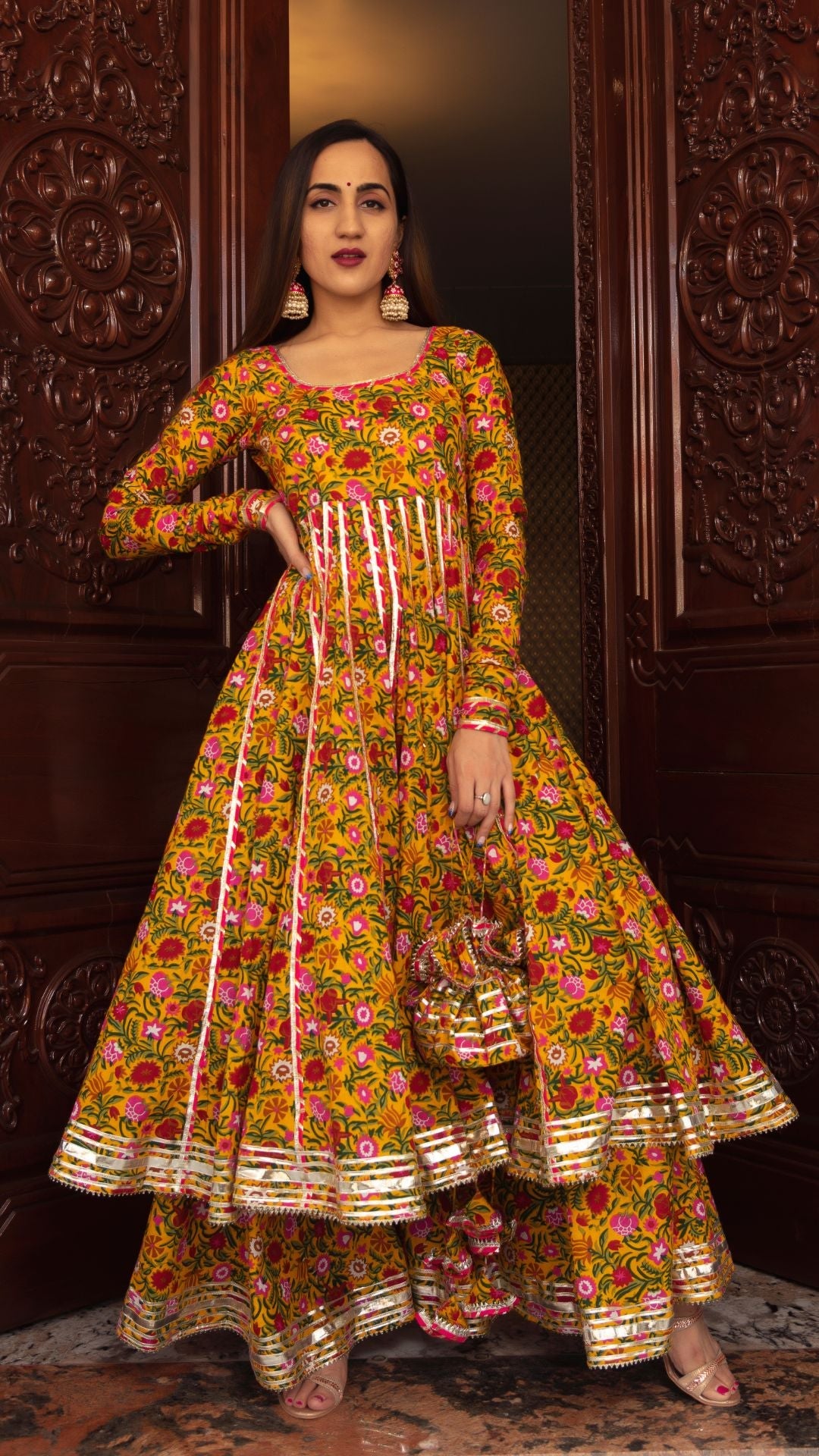 Pomcha Jaipur Mastani Cotton Anarkali Plazo Set - Distacart