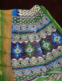 Thumbnail for Half-White Colour With Wave Design Semi Chanderi Saree By Gayathri Reddy Designer Studio - Distacart