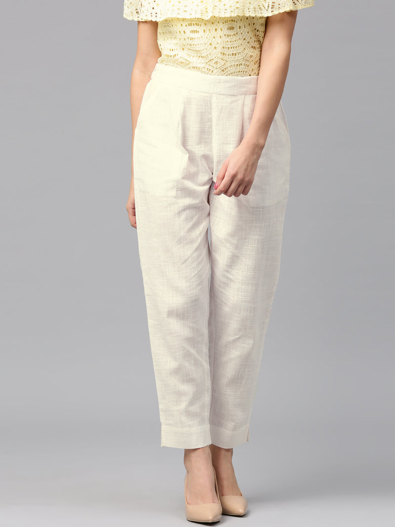 Sajke Regular Fit Women White Trousers  Buy Sajke Regular Fit Women White  Trousers Online at Best Prices in India  Flipkartcom