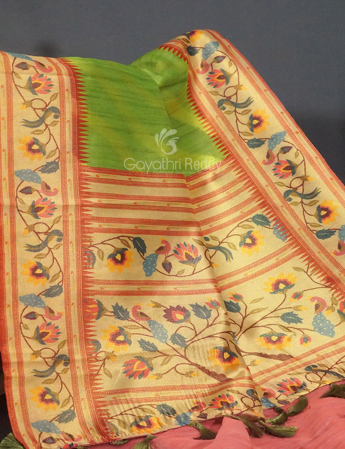 Parrot Green Colour Leheriya Design Regular Wear Saree By Gayathri Reddy Designer Studio - Distacart