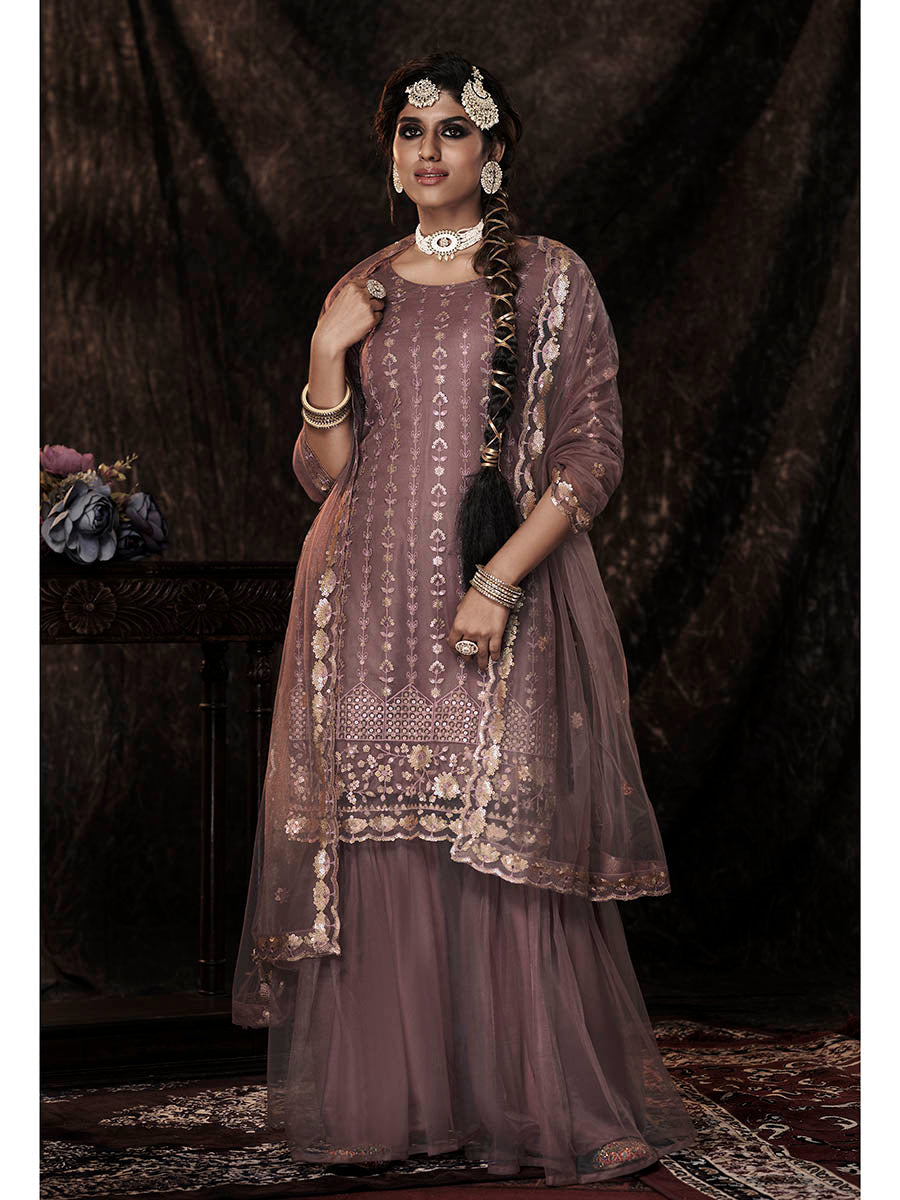 Buy Myra Lilac Net Embroidered Sharara Suit Online at Best Price | Distacart