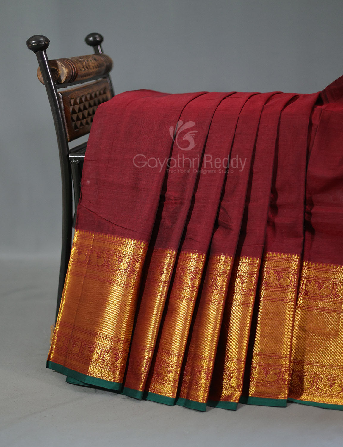 Kalanetha Maroon With Zari Kanchi Style Pure Narayanpet Cotton Saree By Gayathri Reddy Designer Studio - Distacart