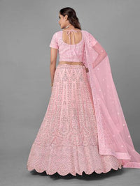 Thumbnail for Myra Traditional Pink Heavy Embroidered Soft Net Bridal Lehenga