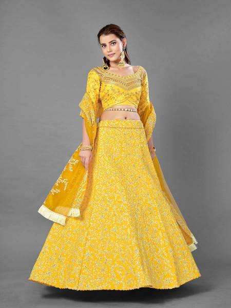 Bridal Mustered Yellow Lehenga Choli – Indian Rani