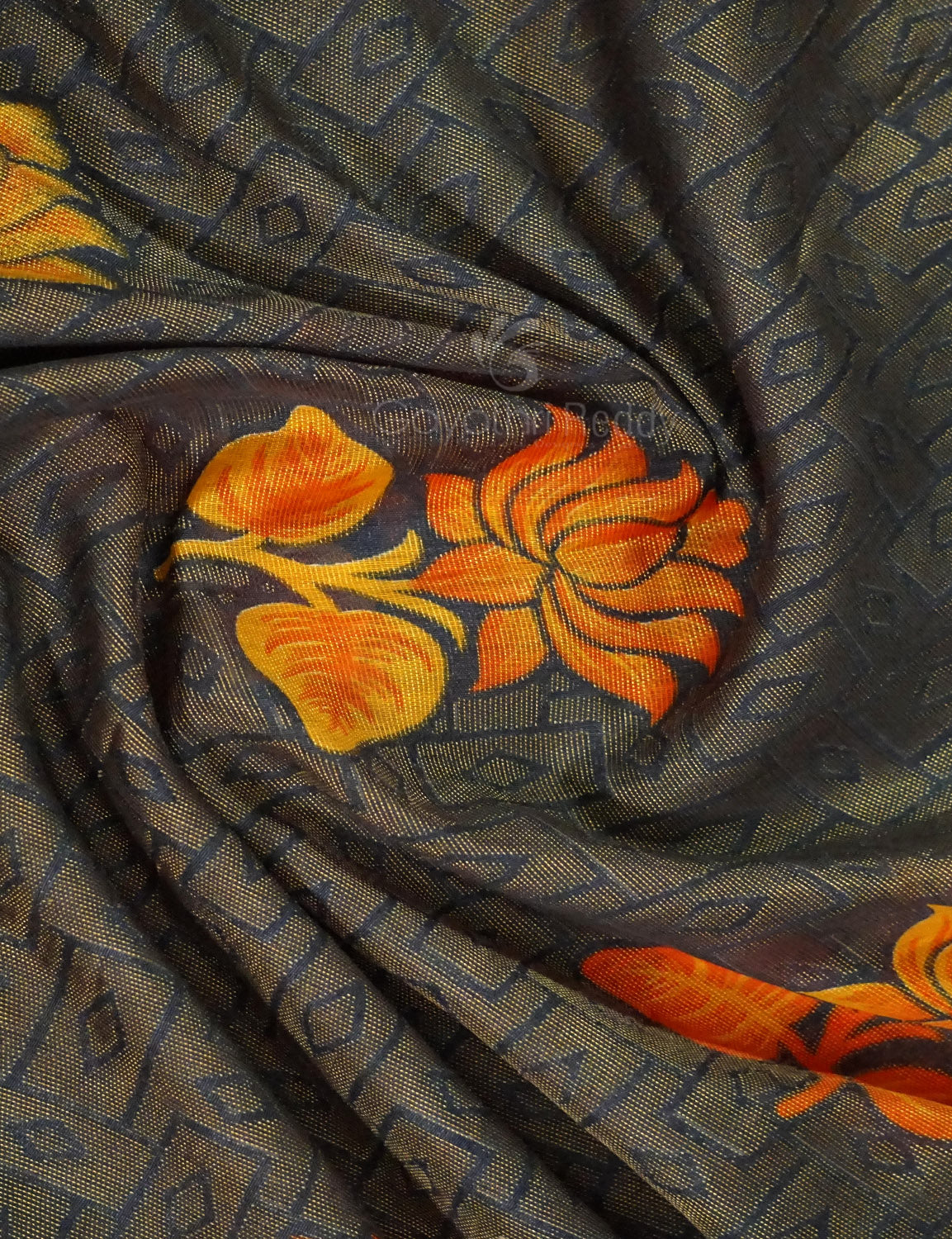 Grey Colour With Orange Blouse Cotton Brasso Saree By Gayathri Reddy Designer Studio - Distacart