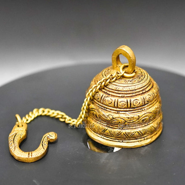 Brass Temple Hanging Bell With Chain, Style : Antique, Feature