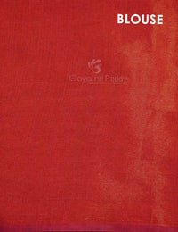 Thumbnail for Sea Blue Colour With Tomato Red Blouse Cotton Brasso Saree By Gayathri Reddy Designer Studio - Distacart