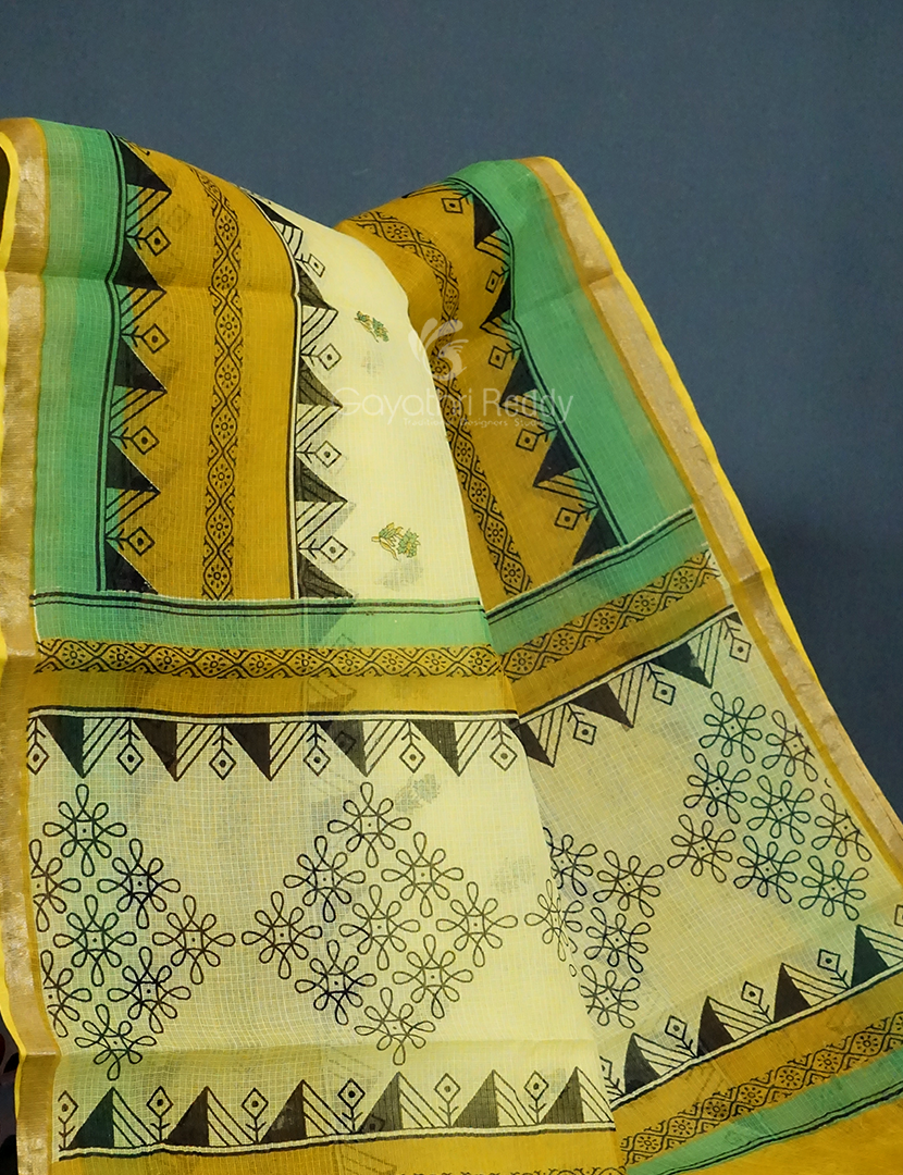 Pure Kota Silk Saree Brown Color Weaving Jaquard - IndieHaat – Indiehaat.com