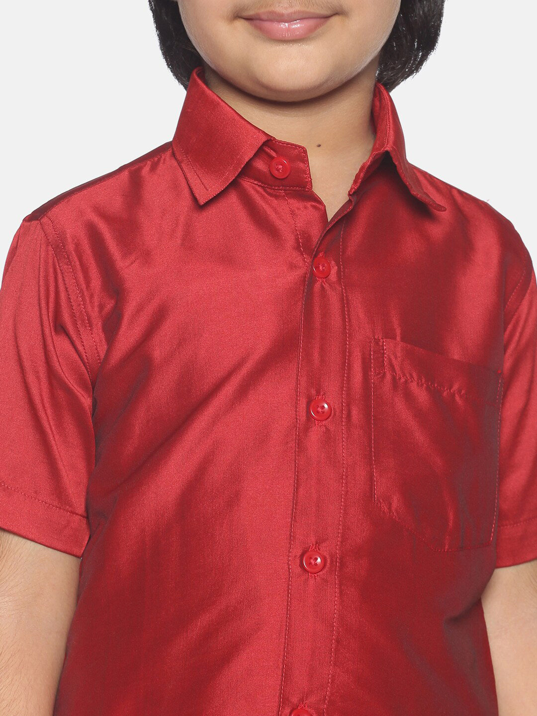 Sethukrishna Boys Red & White Shirt With Veshti Set - Distacart