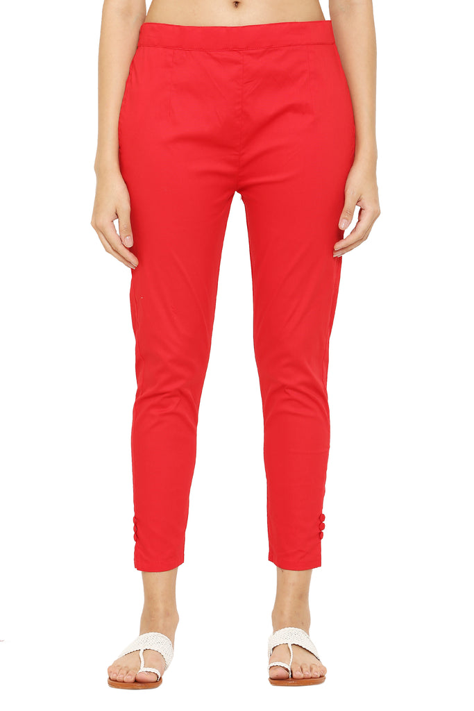 Buy PAVONINE Off White Color Stretchable Cotton Lycra Fabric Pencil Pant  For Women Online at Best Price