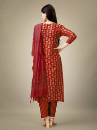 Thumbnail for Aastha Fashion Women's Maroon Rayon Embroidery & Sequence Work Kurta with Trouser & Dupatta - Distacart