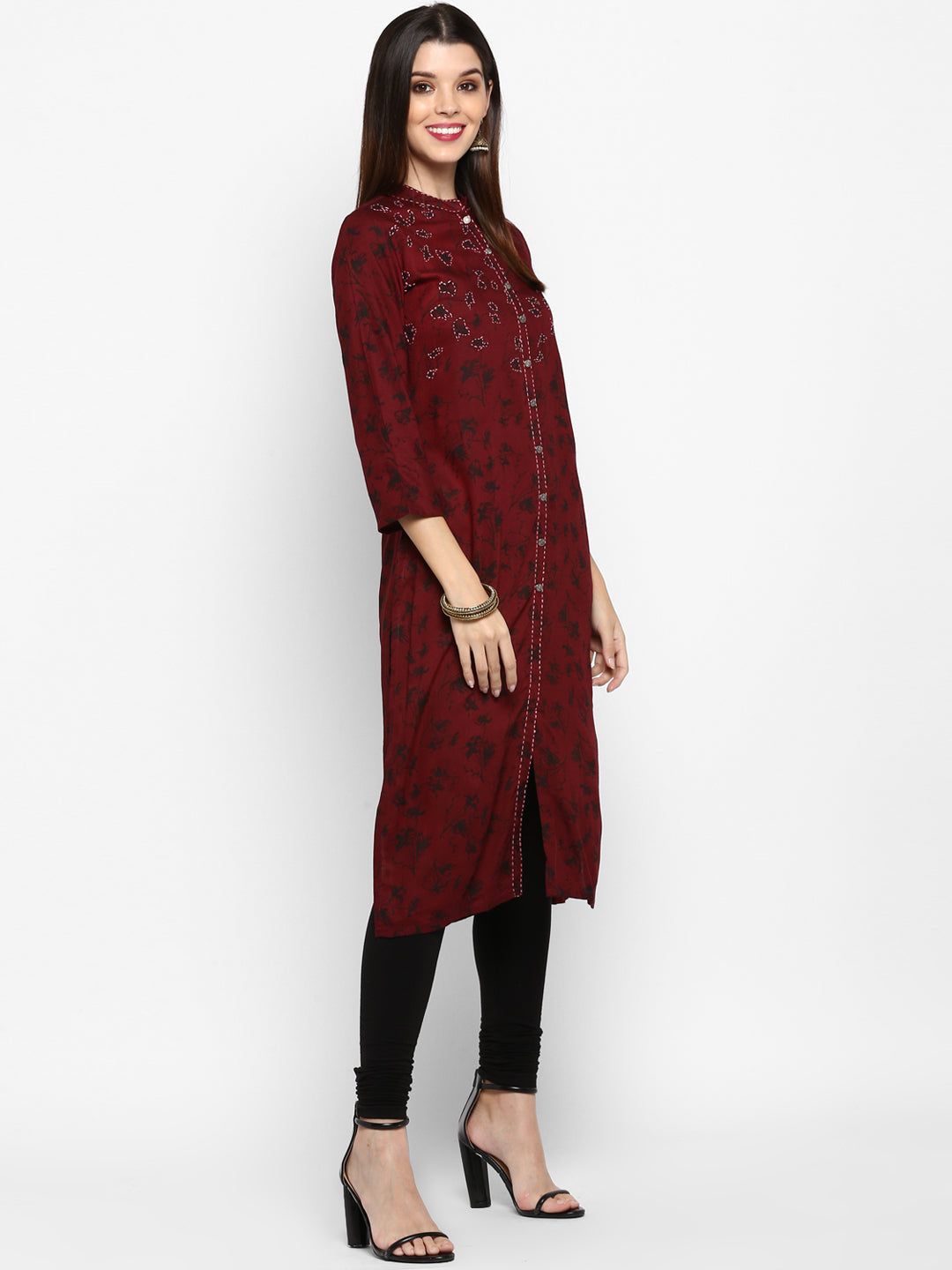 NOZ2TOZ Women's Dark Purple Color Rayon Straight Kurta Only - Distacart