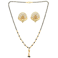 Thumbnail for AanyaCentric Gold Plated Short Mangalsutra Set with Earrings - Distacart