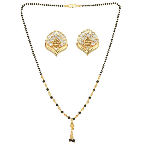 AanyaCentric Gold Plated Short Mangalsutra Set with Earrings - Distacart