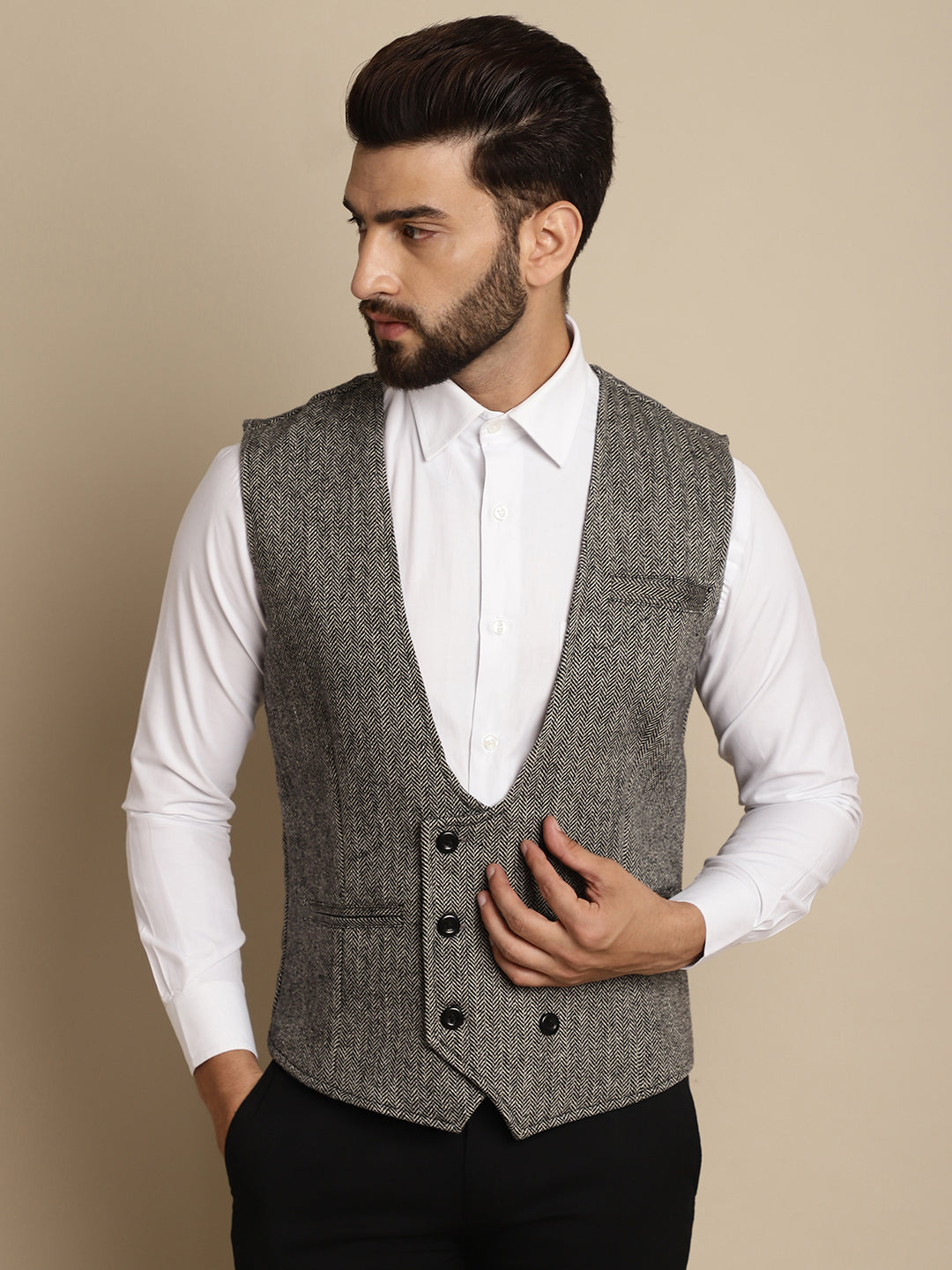 Buy Even Apparels Men s Grey Woolen Double Breast Waistcoat Online at Best Price Distacart