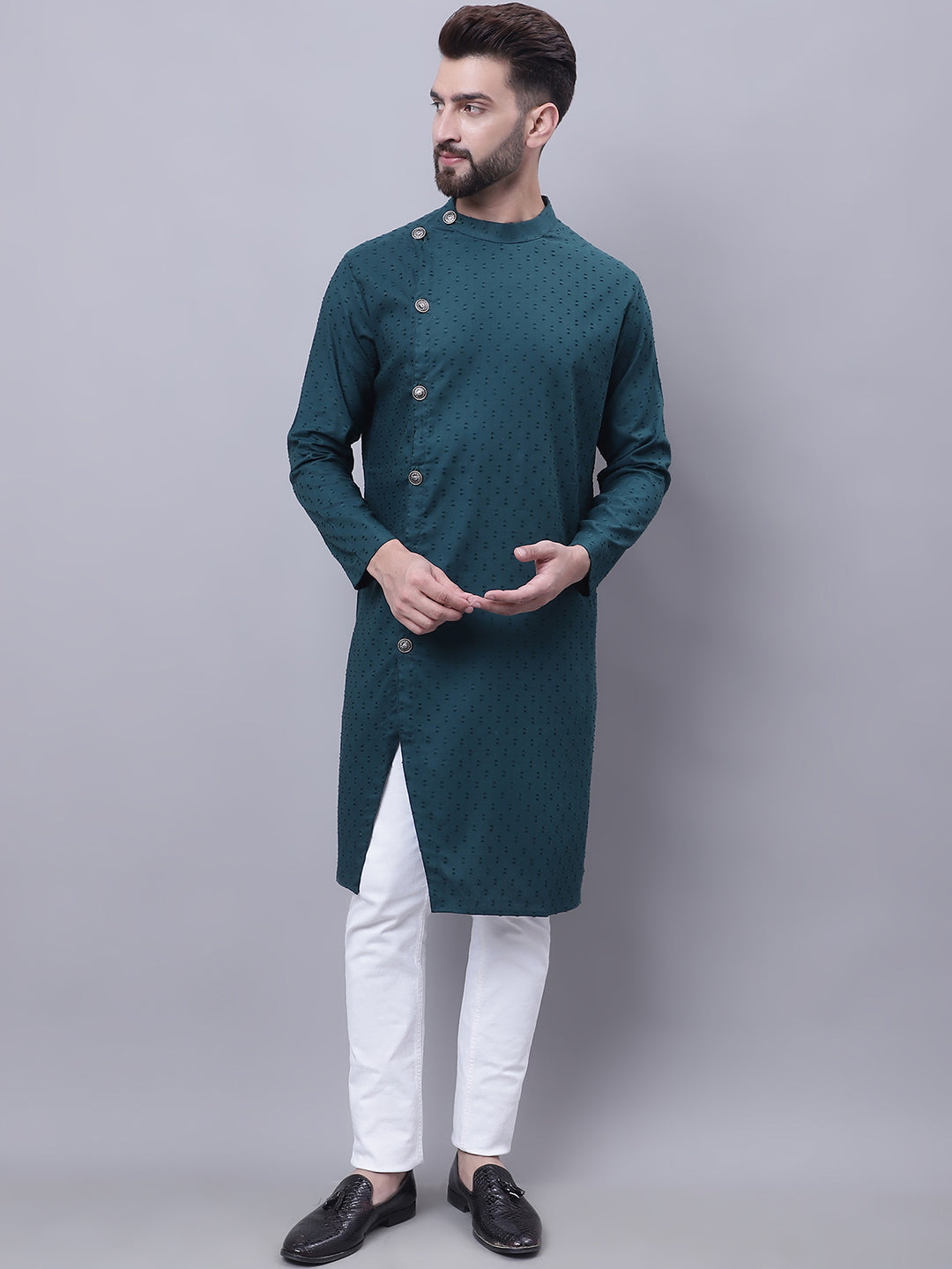 Even Apparels Green Sherwani Kurta With Asymetrical Cut - Distacart