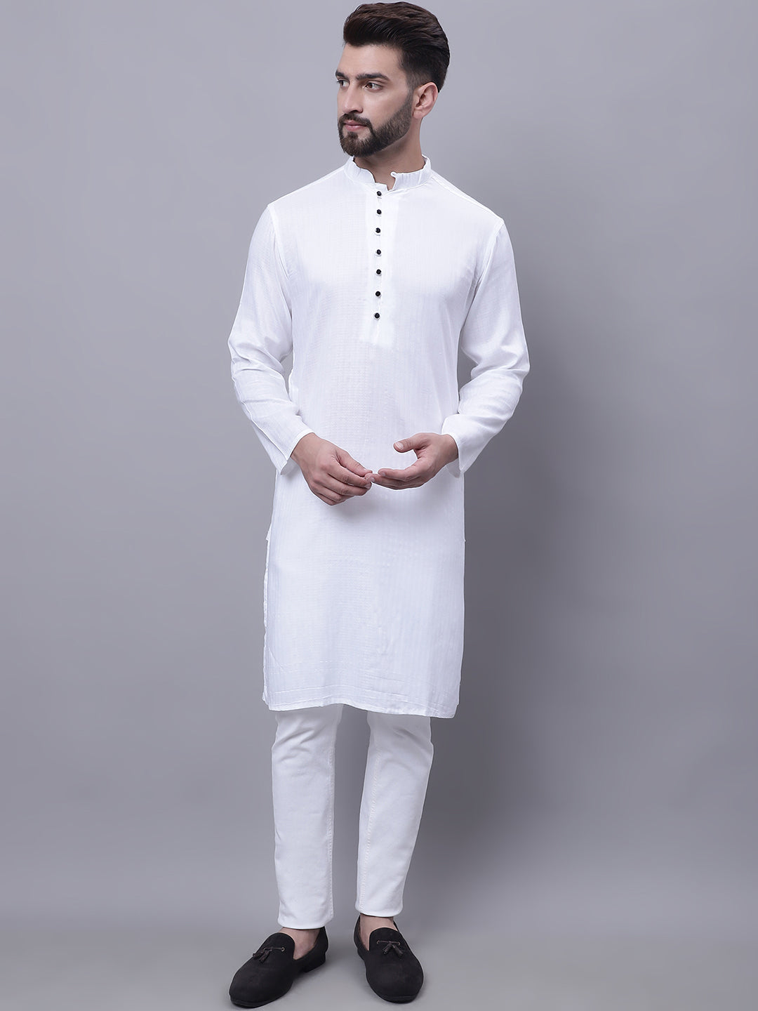 Even Apparels White Pure Cotton Kurta With Band Collar - Distacart