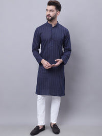 Thumbnail for Even Apparels Blue Pure Cotton Kurta With Band Collar - Distacart