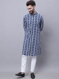 Thumbnail for Even Apparels Blue Pure Cotton Kurta With Band Collar - Distacart