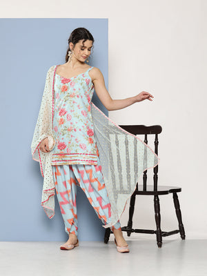 Buy Ahalyaa Women Floral Printed Gotta Patti Kurti With Dhoti