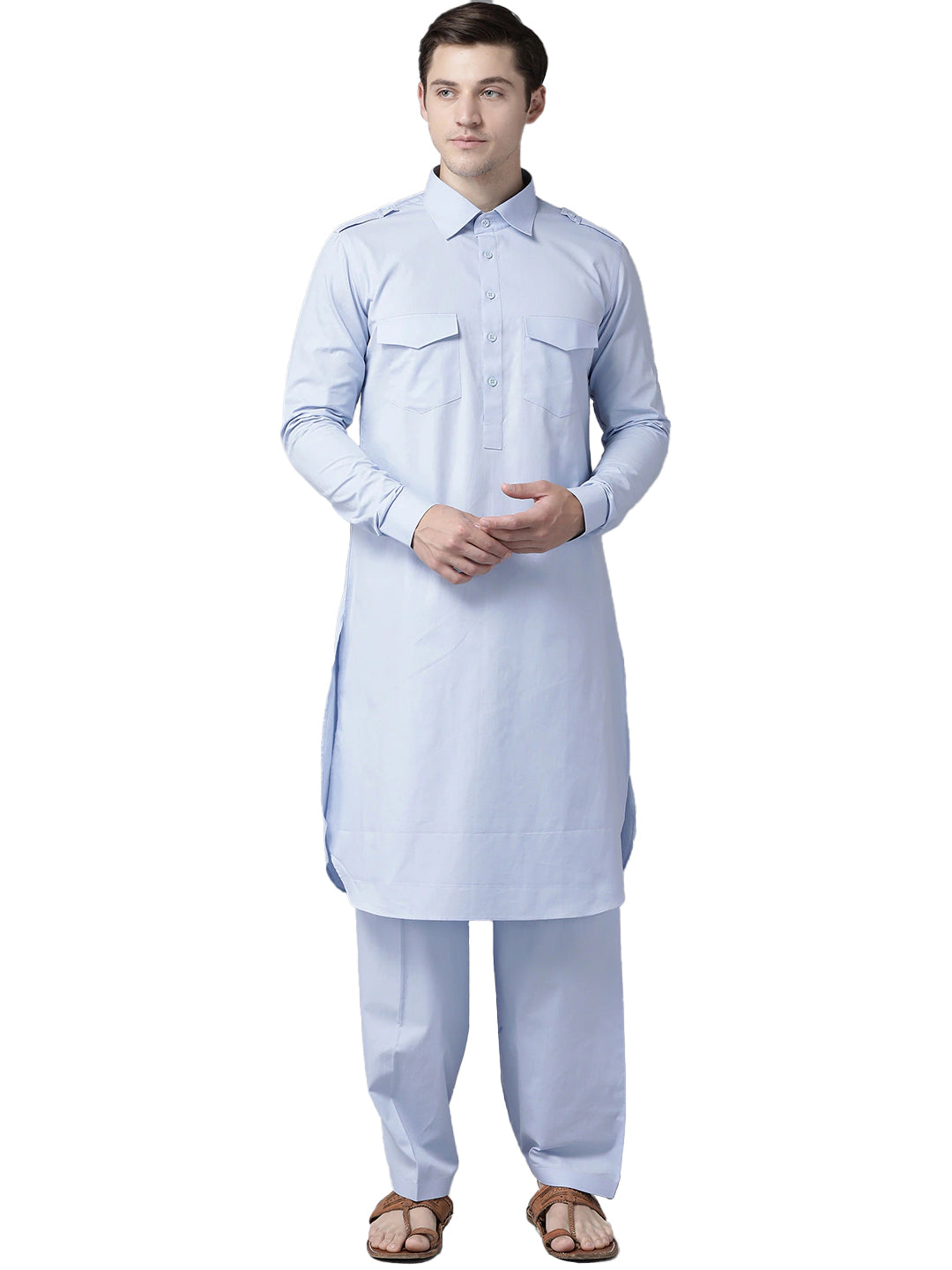 NOZ2TOZ Men Sky Blue Pathani Kurta with Salwar - Distacart