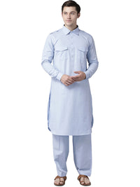 Thumbnail for NOZ2TOZ Men Sky Blue Pathani Kurta with Salwar - Distacart