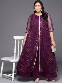 Thumbnail for Ahalyaa Plus Size Round neck Net Maxi Ethnic Dress - Distacart