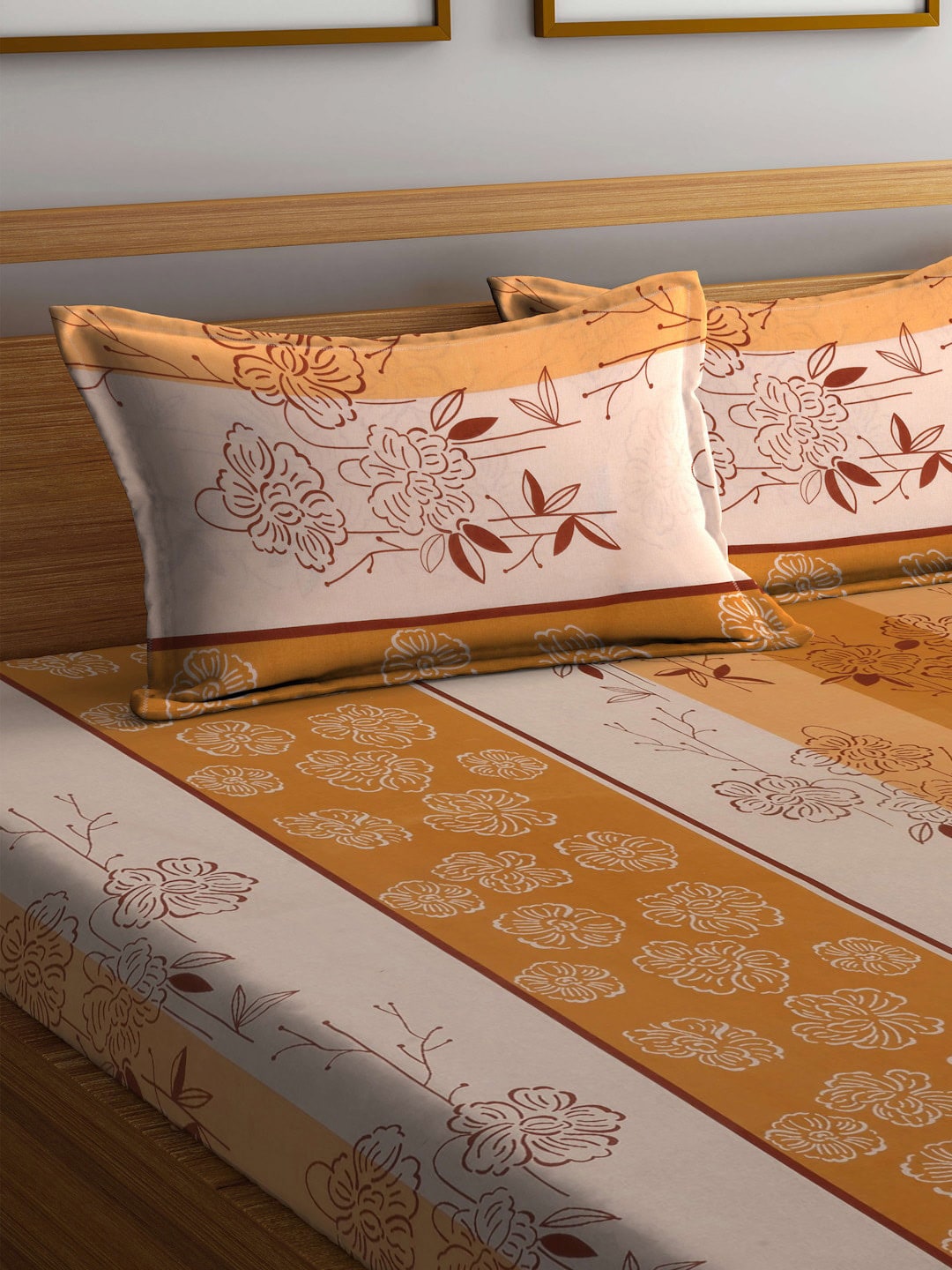 Bombay Dyeing Coral Vine Double Bed Sheet With Pillow Covers