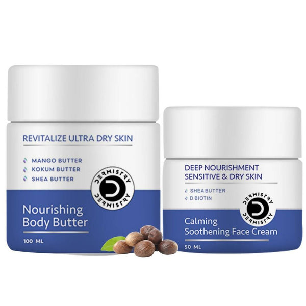 Dermistry Sensitive & Dry Skin Nourishing Body Butter & Calming Soothening Face Cream - Distacart