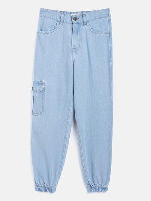 Buy Lyush Ice Blue Denim Jogger Jeans For Girls Online at Best Price