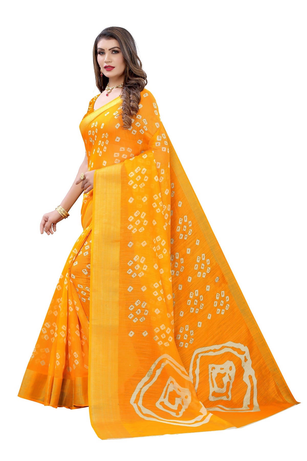 Vamika Stylish Orange Linen Jari Border Saree (RADHIKA ORANGE) - Distacart