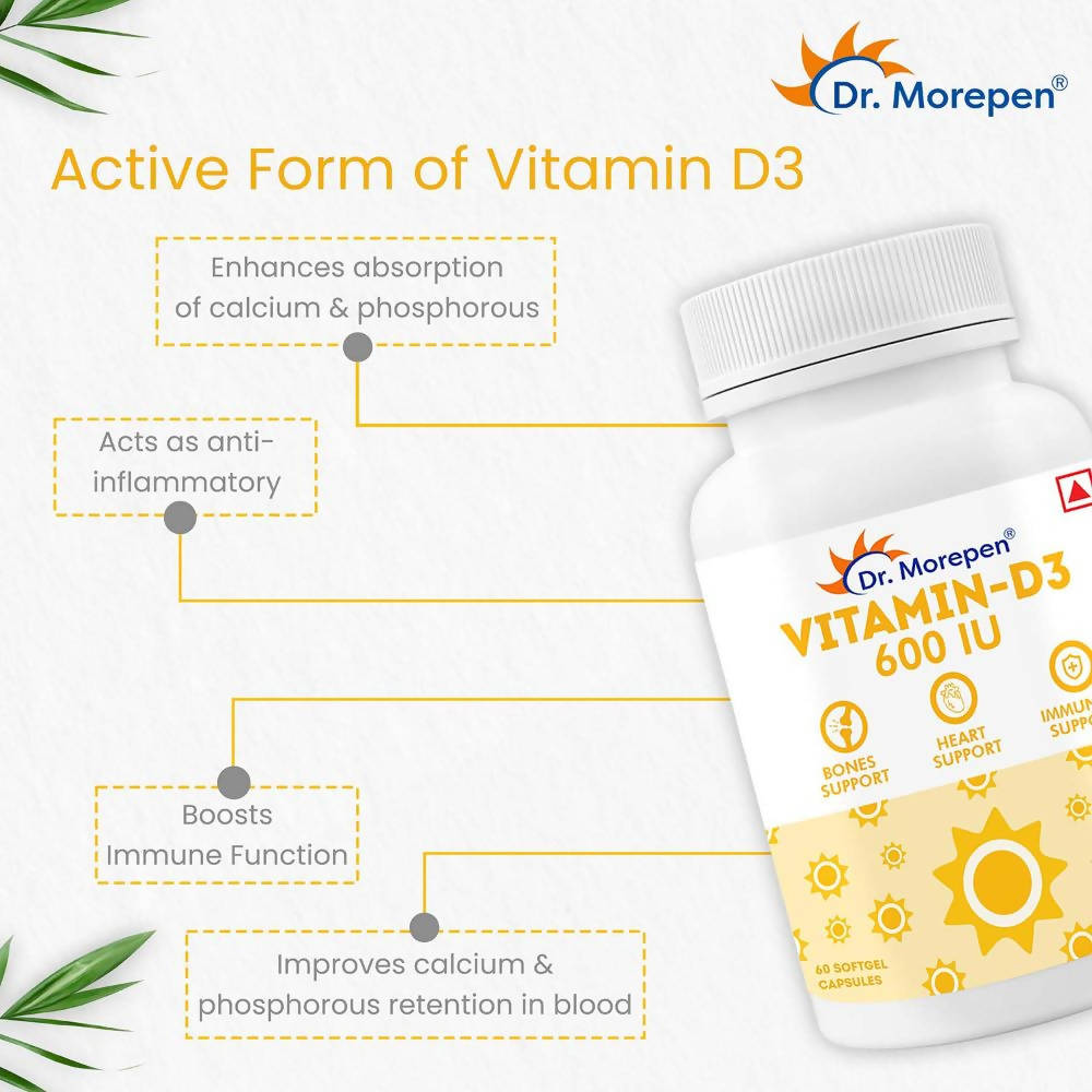 Dr. Morepen Vitamin D3 600 IU Capsules - Distacart