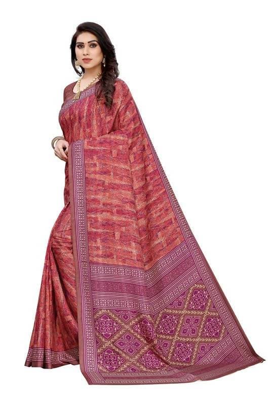 Vamika Printed Red Crepe Silk Saree (ICE RED)