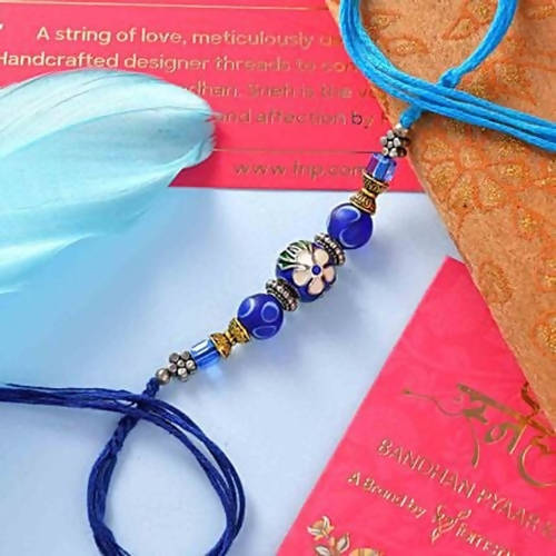 Blue Beads Work Rakhi