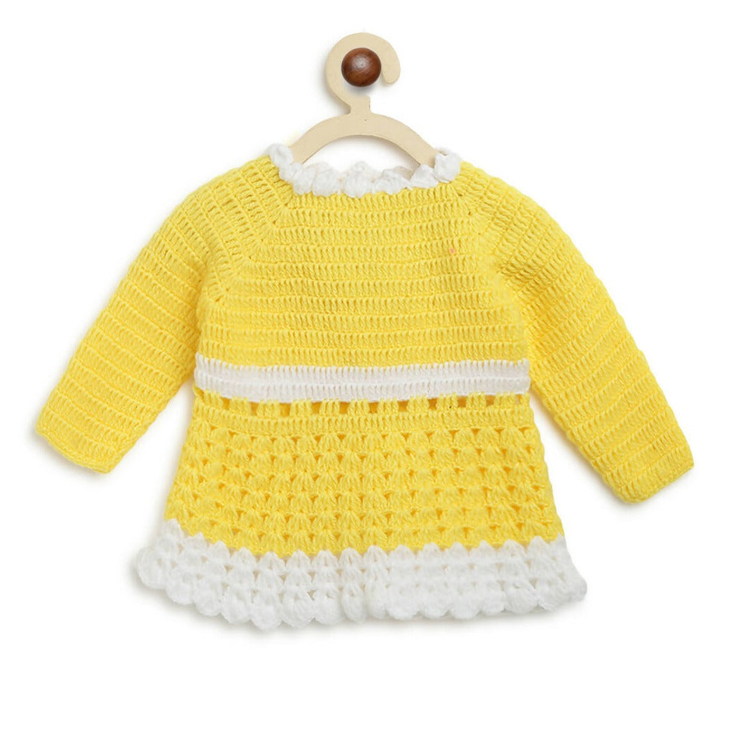 ChutPut Hand knitted Crochet Haldi Wool Dress - Yellow - Distacart