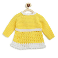 Thumbnail for ChutPut Hand knitted Crochet Haldi Wool Dress - Yellow - Distacart