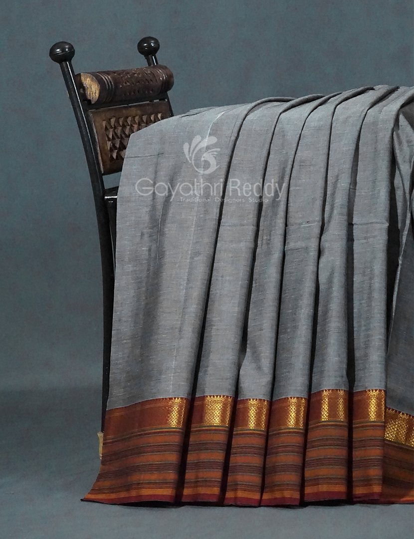 Kalanetha Grey Coloured Pure Narayanpet Cotton Saree By Gayathri Reddy Designer Studio - Distacart