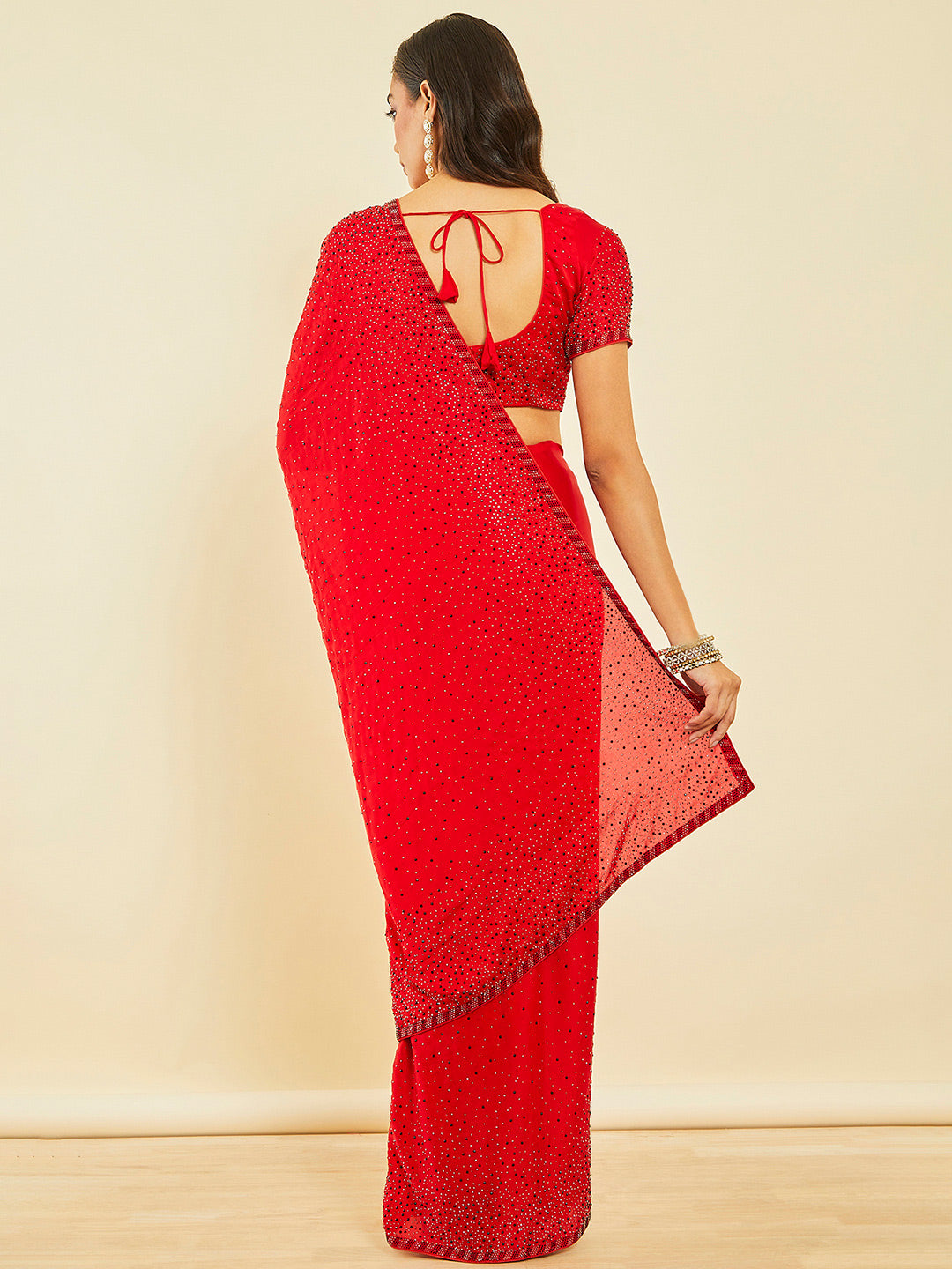 Soch Red Embellished Saree - Distacart