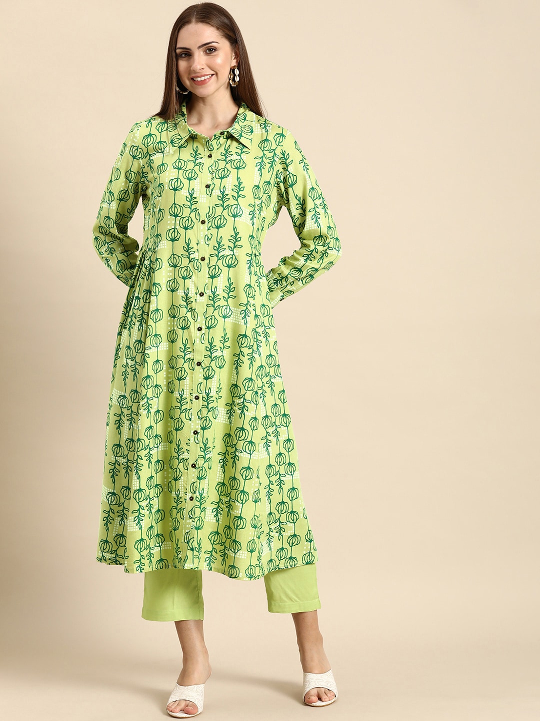 Maple Clothing India Tunic Top Kurti Women's Printed Indian Apparel (Green,  S) at  Women's Clothing store