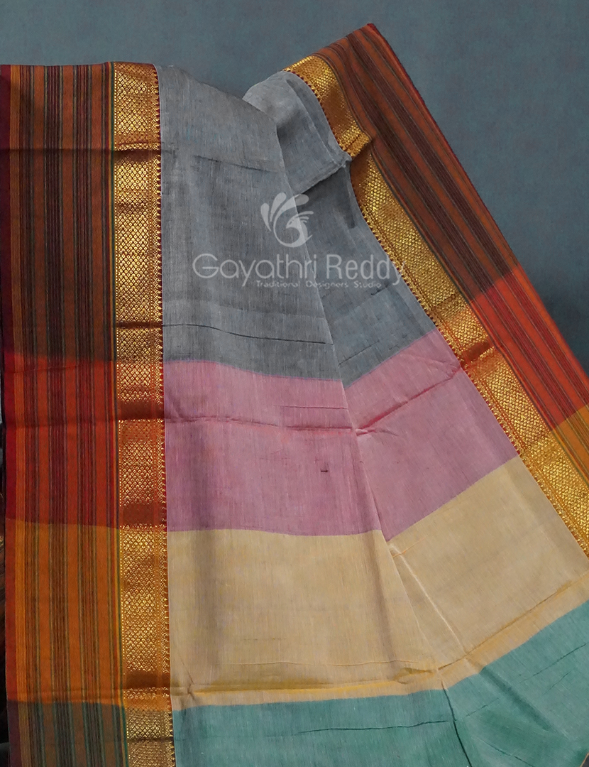 Kalanetha Grey Coloured Pure Narayanpet Cotton Saree By Gayathri Reddy Designer Studio - Distacart