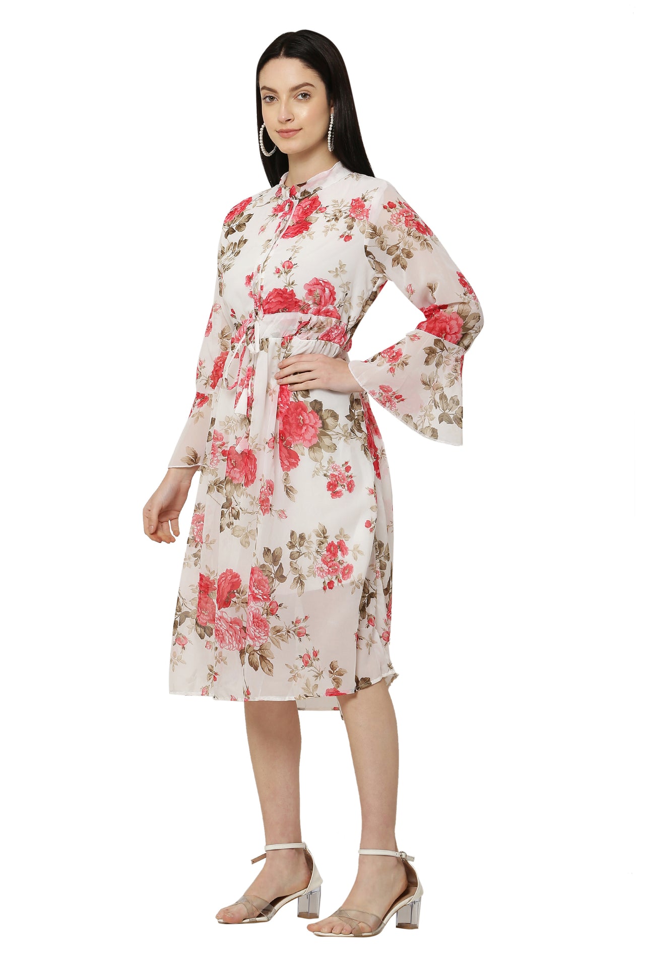 PAVONINE Pink Color Flower Printed Straight Dress For Women - Distacart