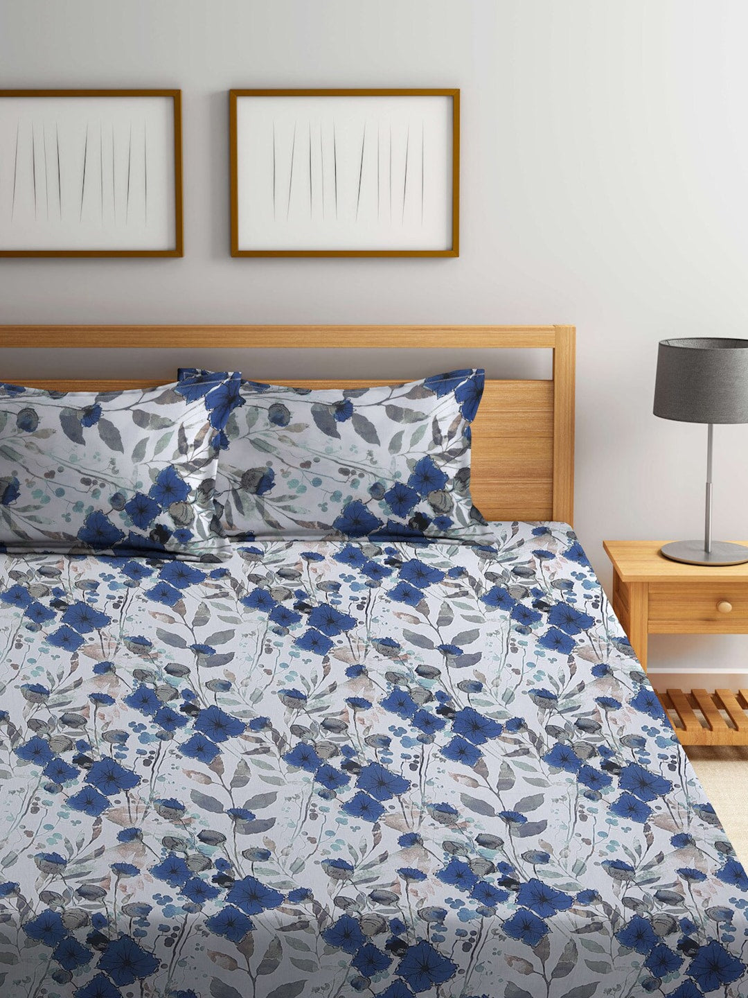 Mirabel - 4 Piece Soft Blue Floral Comforter Set