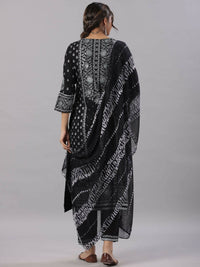 Thumbnail for Juniper Women Black Rayon Staple Kalamkari Printed Kurta, Pants and Dupatta Set - Distacart