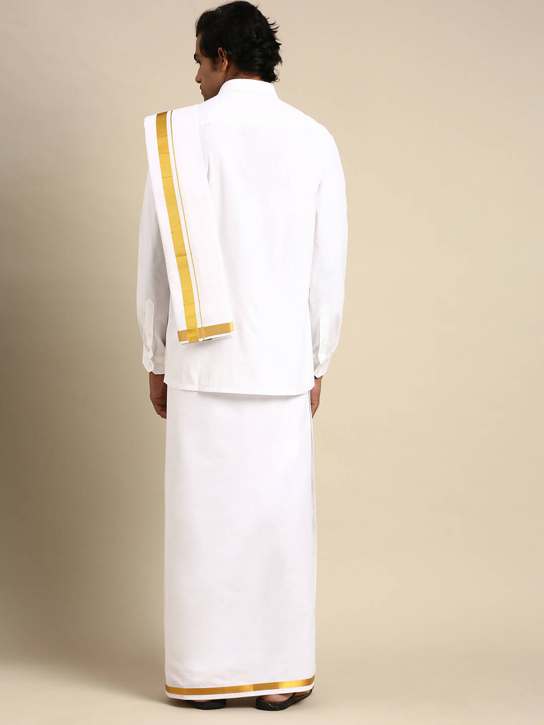 Ramraj Cotton Mens Wedding Set White Regular Dhoti, Shirt & Towel - Distacart