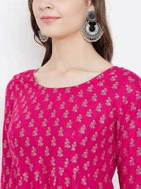 Thumbnail for Cheera Embellished Daily Wear Cotton Blend Kurta - Pink - Distacart