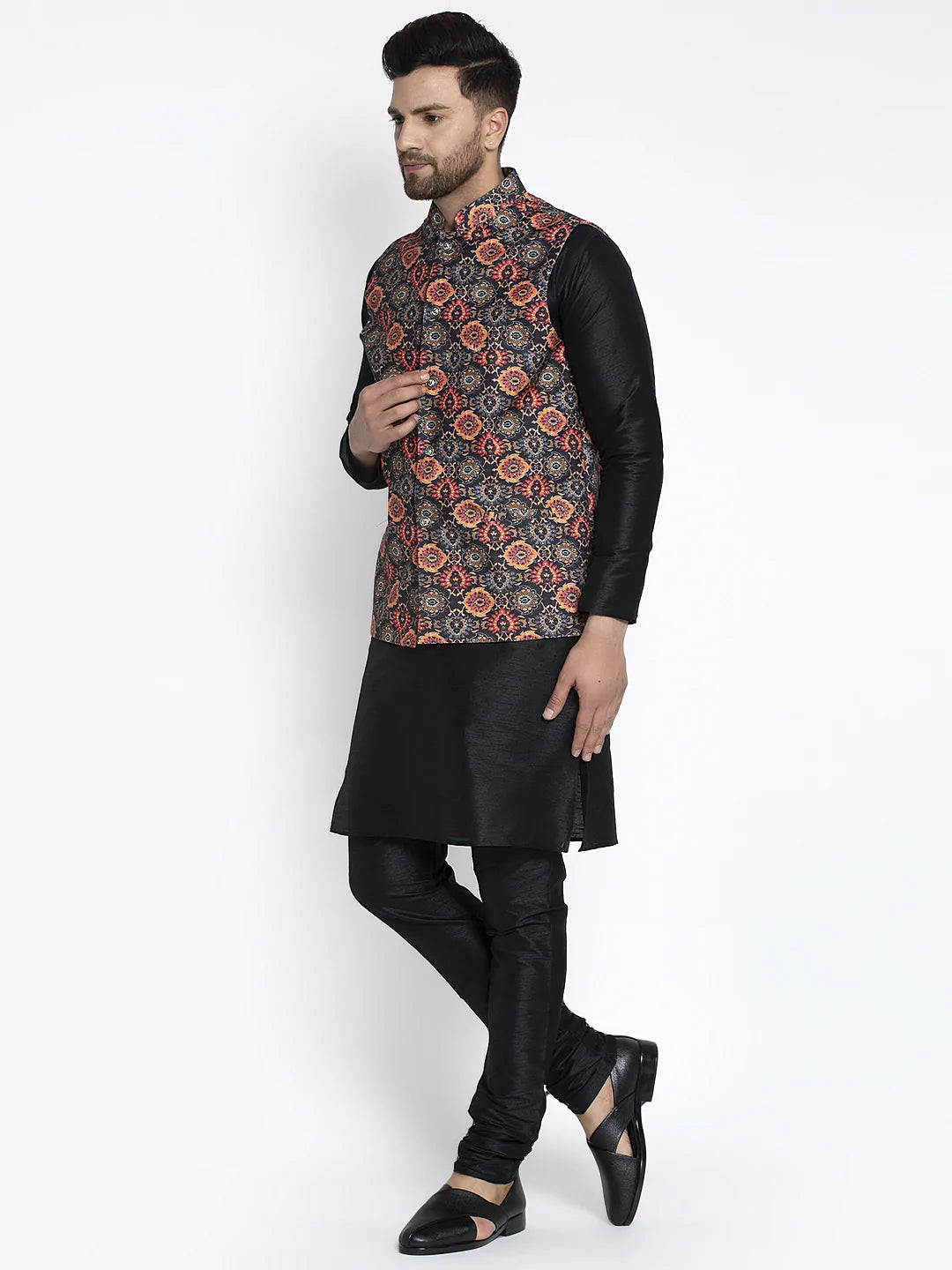 Gorgeous Jacquard Silk Fabric Reception Wear Readymade Kurta Pyjama For Men  With Nehru Jacket