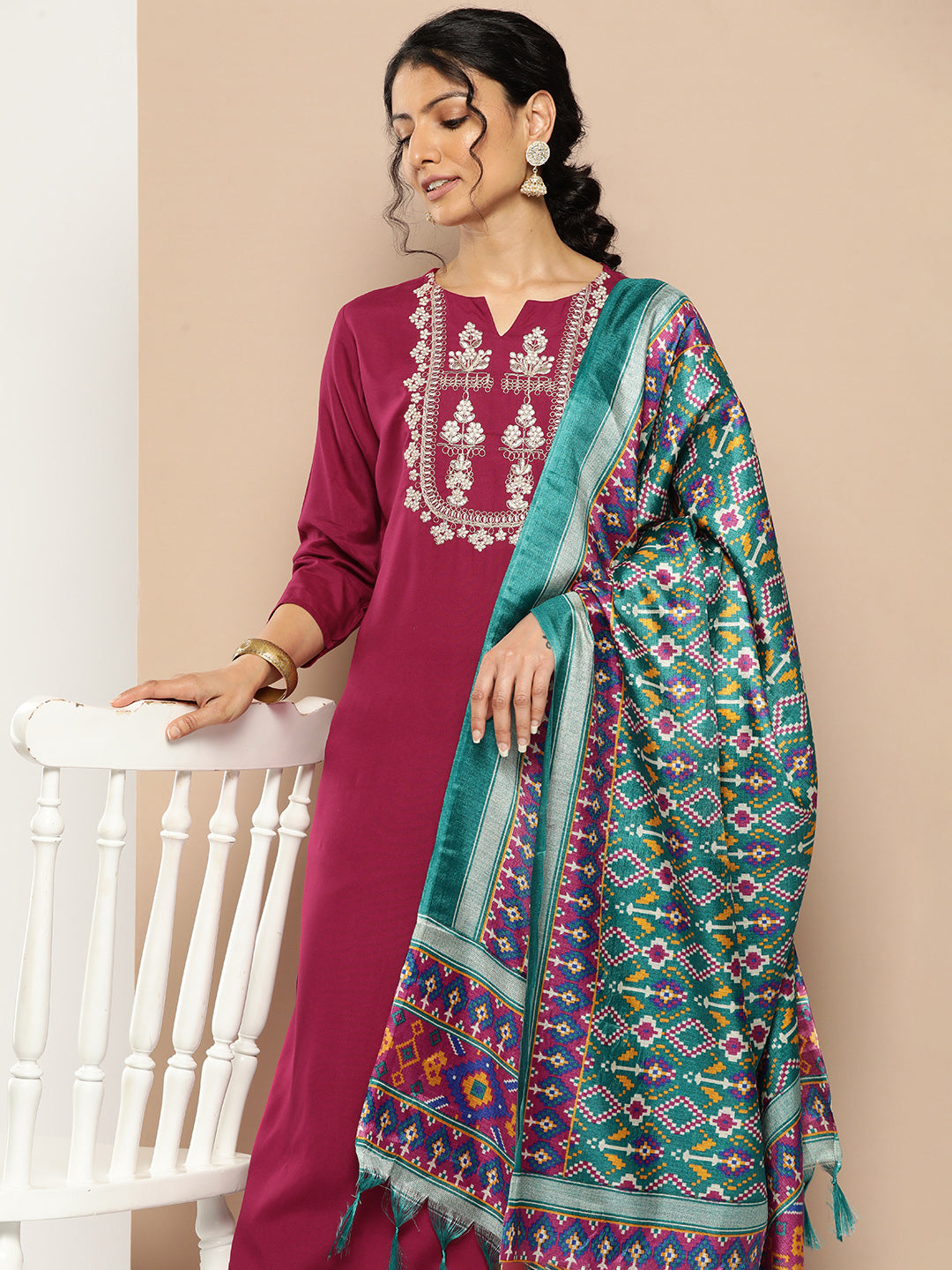 Buy KSUT (House of Varanga) Magenta Kurta With Dori And Zari ...